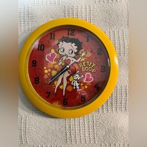 Vintage Betty Boop Red and Yellow Wall Clock